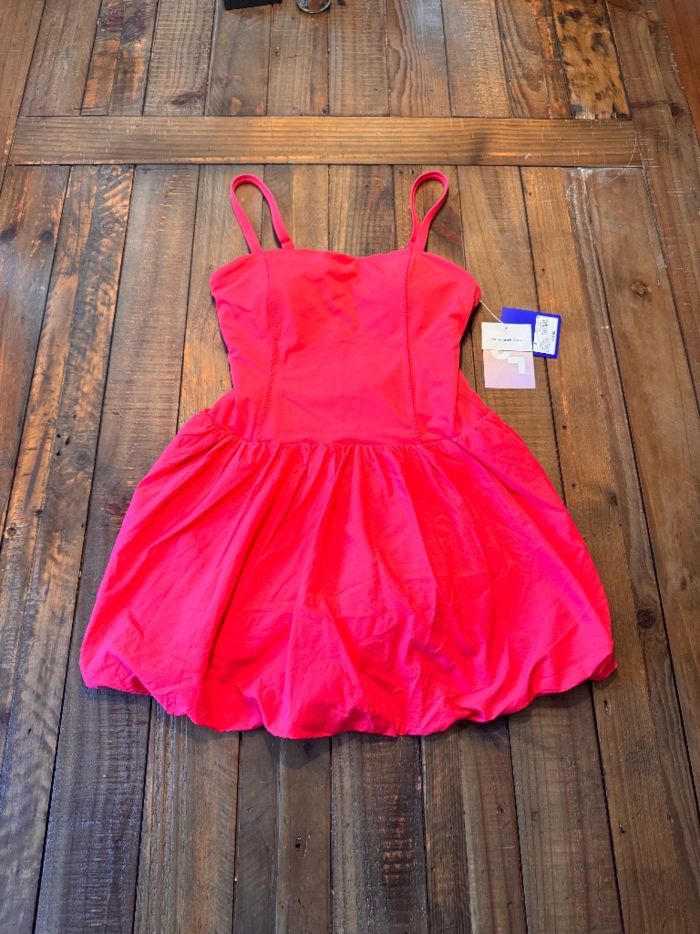 JoyLab Women's Bubble Hem Active Dress. Size Small. Vibrant Hot Pink/Red Color